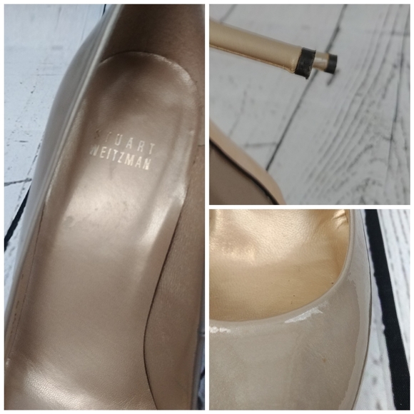 Stuart Weitzman Logoflame Silk Aniline Nude Heels - Picture 8 of 8